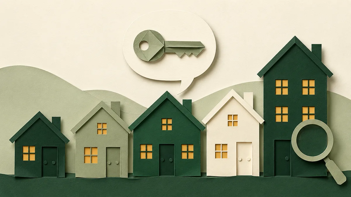 Ilustrasi chatbot properti menyaring calon pembeli rumah dan menyiapkan jadwal survei ke agen